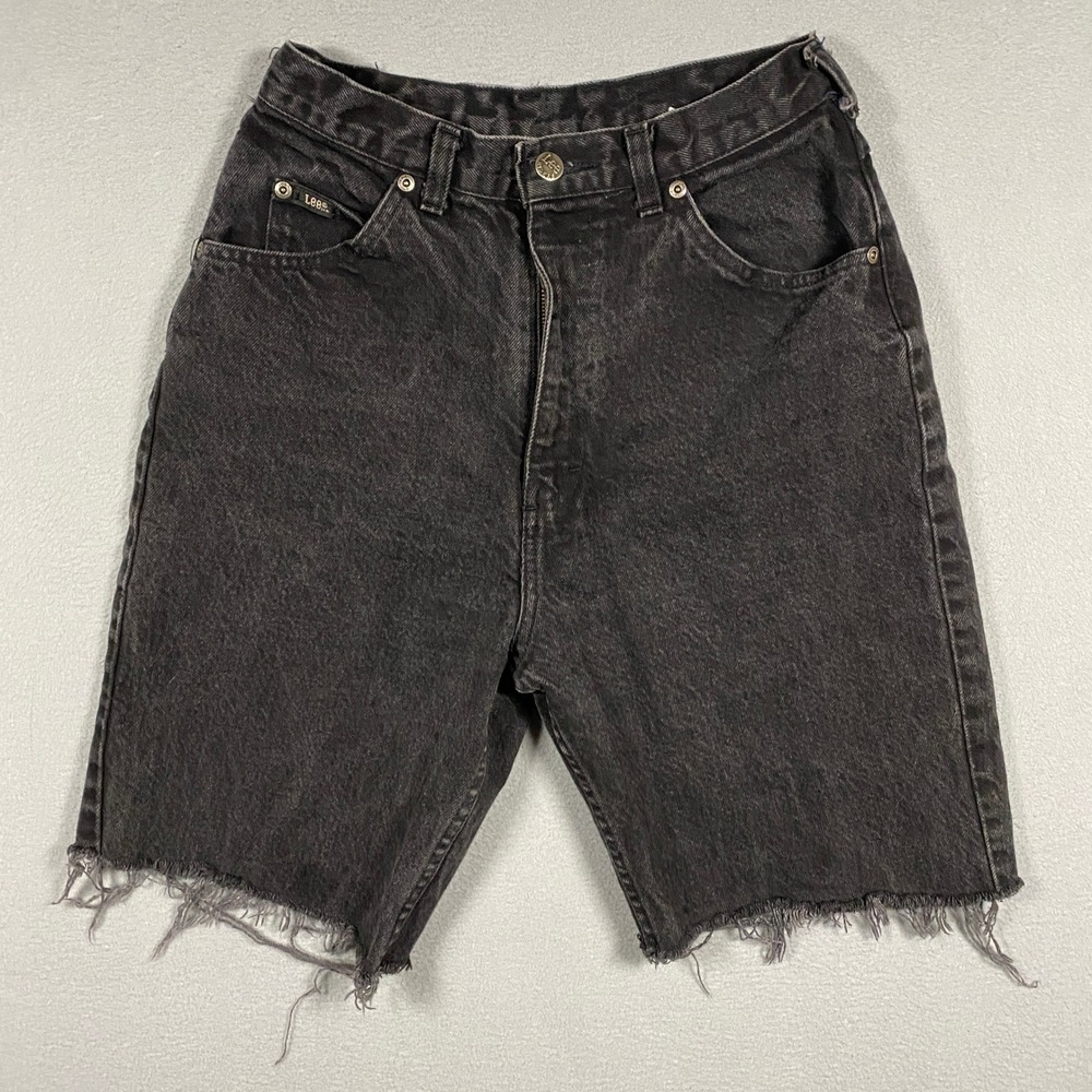 Lee Denim Shorts Womens 10 Black Vintage High Waisted Cut Off Raw Hem 305-5508